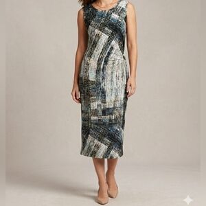 Nic & Zoe Soft Lined Rayon Blend Multi Color Dress Size Medium Ptp 20-22" L 43'